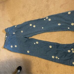Floral Embroidered Blue Jeans